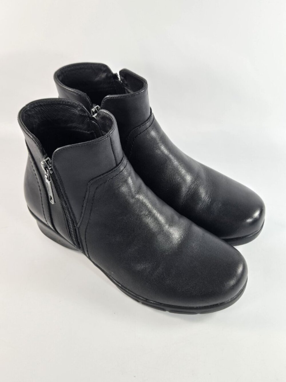 Propet Waverly Ankle Boots Bootties Womens Size 7 W Black Leather Comfort